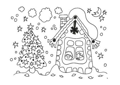 Новогодние домики раскраска 39