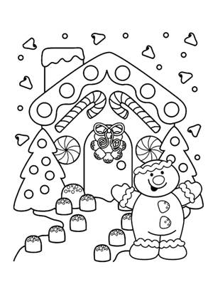 Новогодние домики раскраска 4