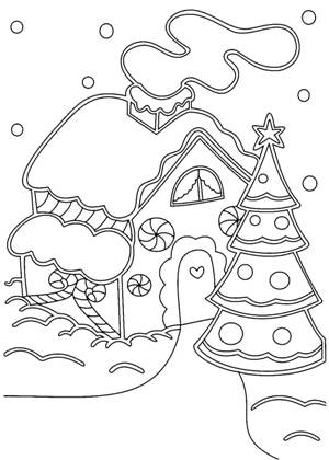 Новогодние домики раскраска 40