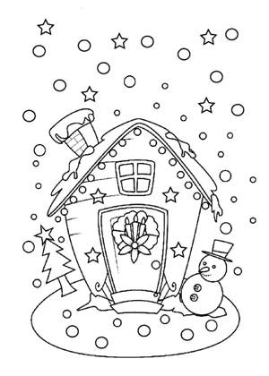 Новогодние домики раскраска 44