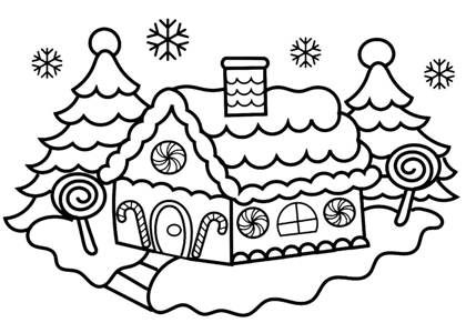 Новогодние домики раскраска 46