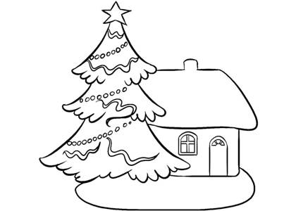 Новогодние домики раскраска 6