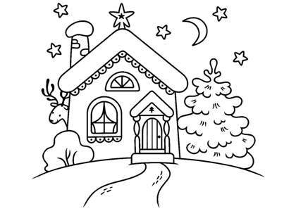 Новогодние домики раскраска 7