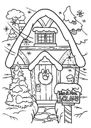 Новогодние домики раскраска 9