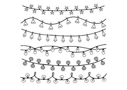Новогодние гирлянды и флажки – раскраска 16