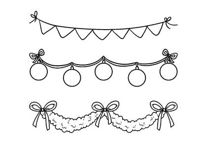 Новогодние гирлянды и флажки – раскраска 17
