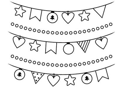 Новогодние гирлянды и флажки – раскраска 4