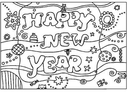 Раскраски Новогодние открытки Новогодние открытки — раскраска 18