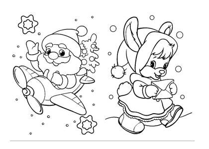 Раскраски Новогодние открытки Новогодние открытки — раскраска 27