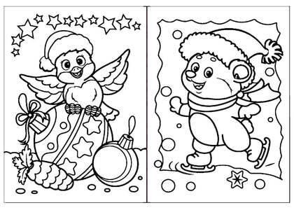 Раскраски Новогодние открытки Новогодние открытки — раскраска 28