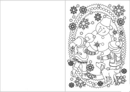 Раскраски Новогодние открытки Новогодние открытки — раскраска 29