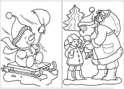 Раскраски Новогодние открытки Новогодние открытки — раскраска 33