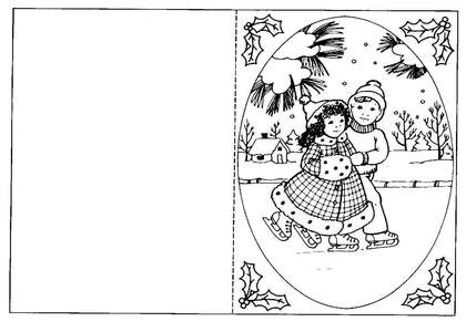 Раскраски Новогодние открытки Новогодние открытки — раскраска 39