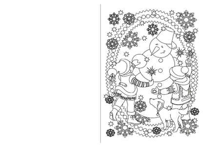 Раскраски Новогодние открытки Новогодние открытки — раскраска 5