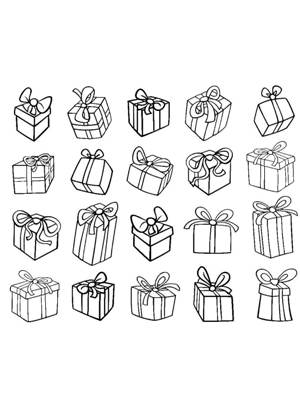 Новогодние подарки раскраска 10