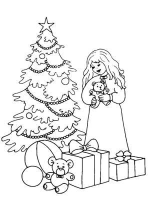 Новогодние подарки раскраска 14
