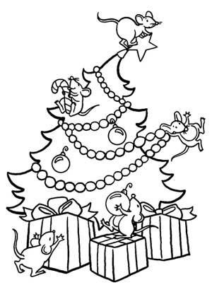 Новогодние подарки раскраска 15