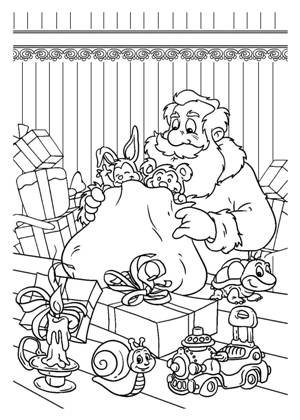 Новогодние подарки раскраска 17