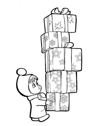 Новогодние подарки раскраска 19