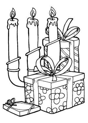Новогодние подарки раскраска 21