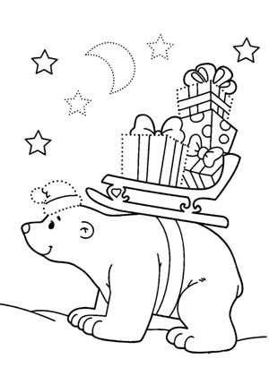 Новогодние подарки раскраска 3