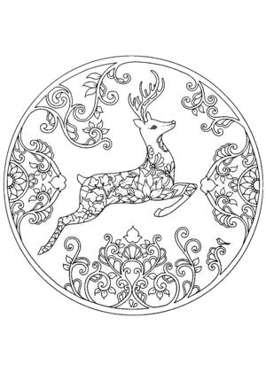 Раскраски Новогодний олень Новогодний олень раскраска 1