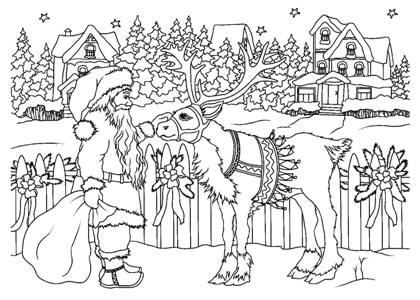 Раскраски Новогодний олень Новогодний олень раскраска 12