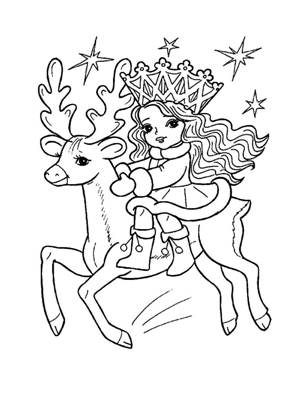 Раскраски Новогодний олень Новогодний олень раскраска 19
