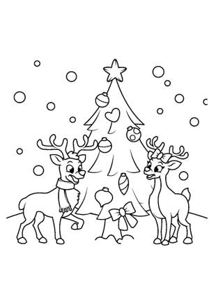 Раскраски Новогодний олень Новогодний олень раскраска 5