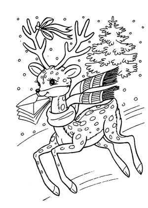 Раскраски Новогодний олень Новогодний олень раскраска 7