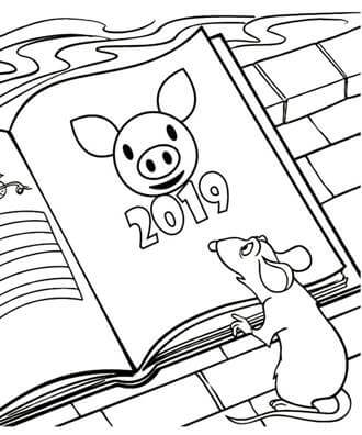 Раскраски Крыса на Новый год 2020 Крыса на Новый год 2020