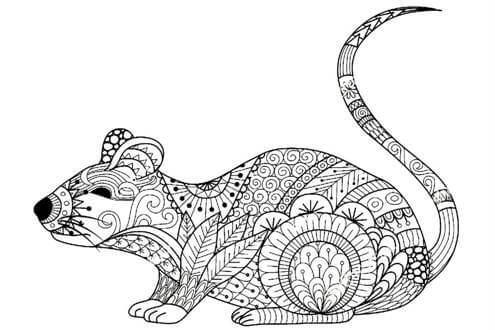 Раскраски Крыса на Новый год 2020 Крыса на Новый год 2020