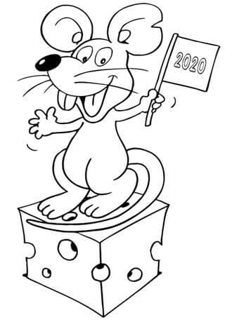 Раскраски Крыса на Новый год 2020 Крыса на Новый год 2020