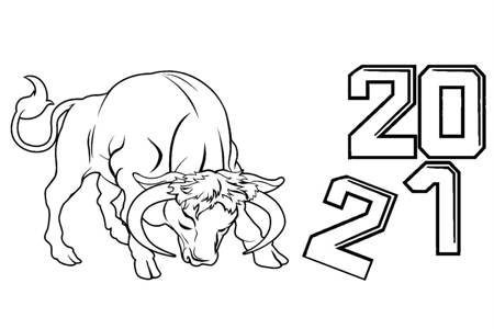 Раскраски на Новый год Быка 2021 на Новый год Быка 2021 раскраска 5