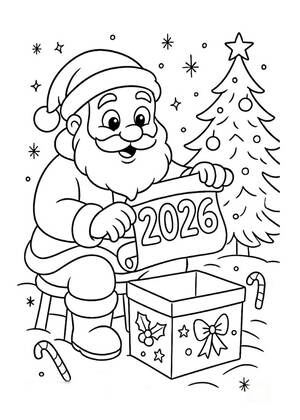 Новый год лошади 2026 – раскраска 2