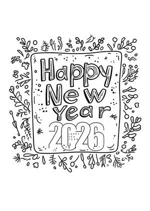 Новый год лошади 2026 – раскраска 5