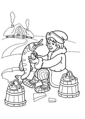 По щучьему велению — раскраска 3