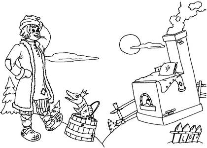 По щучьему велению — раскраска 6