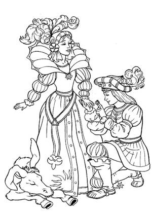 По сказкам Шарля Перро раскраска 30