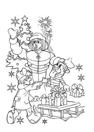 Раскраски Новое Простоквашино Новое Простоквашино — раскраска 3