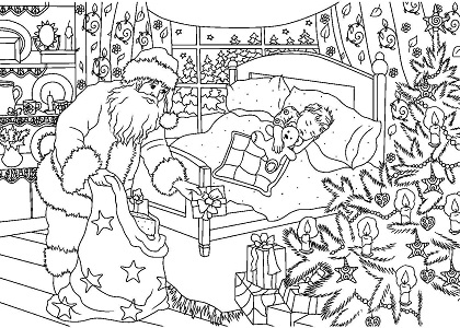 Санта Клаус – раскраска 35