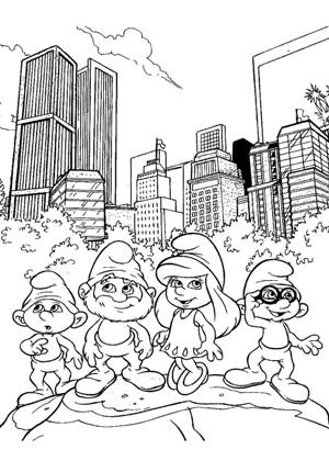 Смурфики раскраска 10