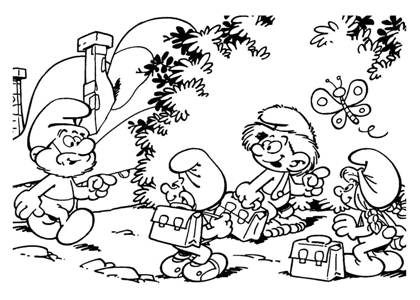 Смурфики раскраска 2