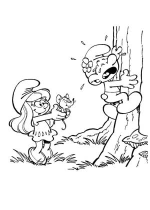 Смурфики раскраска 20