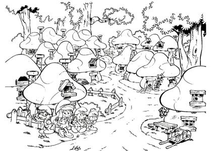 Смурфики раскраска 3