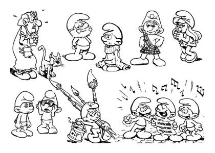 Смурфики раскраска 5