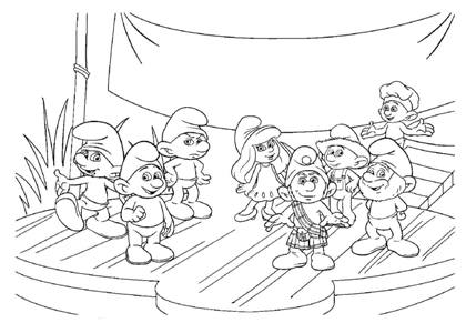 Смурфики раскраска 7