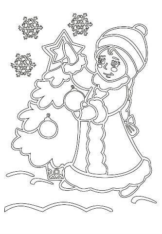 Раскраски Снегурочка Снегурочка — раскраска 11