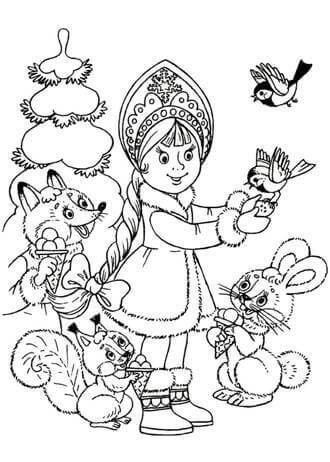 Раскраски Снегурочка Снегурочка — раскраска 18