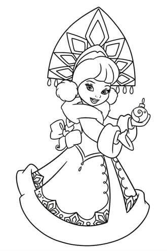 Раскраски Снегурочка Снегурочка — раскраска 2